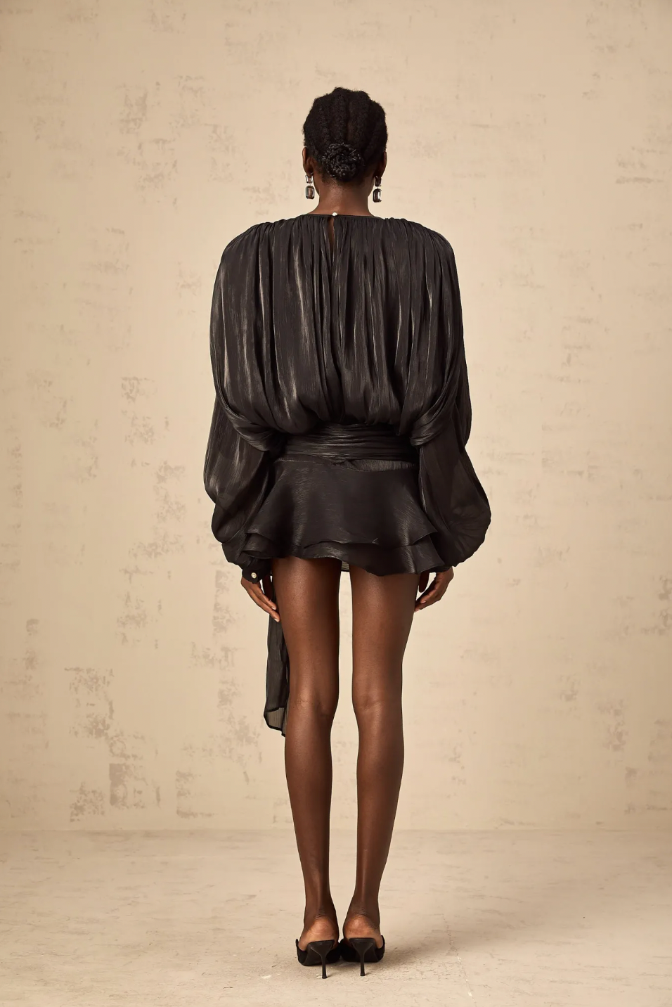 Marcelline Pleated Ruffled Mini Dress