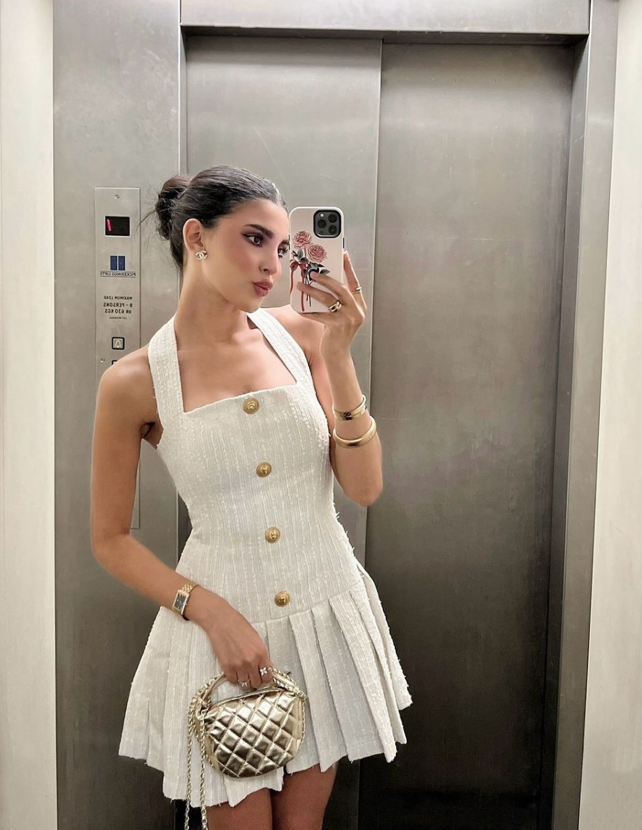 Ivory Tweed Mini Dress